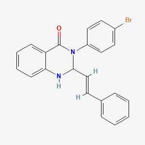 molecular formula C22H17BrN2O B10904069 Quinazolin-4(3H)-one, 1,2-dihydro-3-(4-bromophenyl)-2-(2-phenylethenyl)- 
