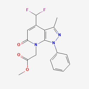molecular formula C17H15F2N3O3 B10904075 Methyl 2-(4-(difluoromethyl)-3-methyl-6-oxo-1-phenyl-1H-pyrazolo[3,4-b]pyridin-7(6H)-yl)acetate 