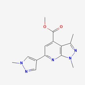 molecular formula C14H15N5O2 B10904079 methyl 1,3-dimethyl-6-(1-methyl-1H-pyrazol-4-yl)-1H-pyrazolo[3,4-b]pyridine-4-carboxylate 