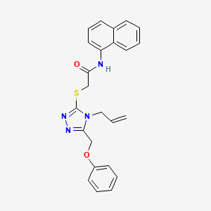 molecular formula C24H22N4O2S B10904091 N-(naphthalen-1-yl)-2-{[5-(phenoxymethyl)-4-(prop-2-en-1-yl)-4H-1,2,4-triazol-3-yl]sulfanyl}acetamide 