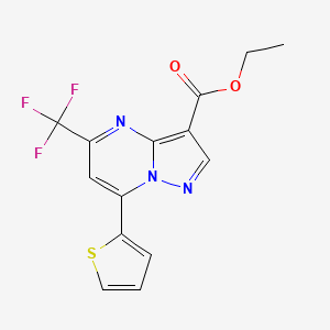 molecular formula C14H10F3N3O2S B10904116 Ethyl 7-(thiophen-2-yl)-5-(trifluoromethyl)pyrazolo[1,5-a]pyrimidine-3-carboxylate 