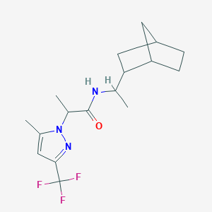 molecular formula C17H24F3N3O B10904182 N-[1-(bicyclo[2.2.1]hept-2-yl)ethyl]-2-[5-methyl-3-(trifluoromethyl)-1H-pyrazol-1-yl]propanamide 