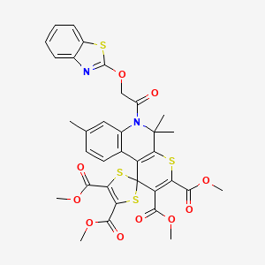 molecular formula C34H30N2O10S4 B10904260 Tetramethyl 6'-[(1,3-benzothiazol-2-yloxy)acetyl]-5',5',8'-trimethyl-5',6'-dihydrospiro[1,3-dithiole-2,1'-thiopyrano[2,3-c]quinoline]-2',3',4,5-tetracarboxylate 
