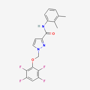 molecular formula C19H15F4N3O2 B10904261 N-(2,3-dimethylphenyl)-1-[(2,3,5,6-tetrafluorophenoxy)methyl]-1H-pyrazole-3-carboxamide 