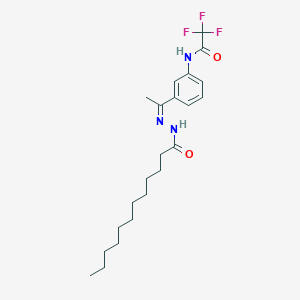 molecular formula C22H32F3N3O2 B10904358 N-{3-[(1Z)-1-(2-dodecanoylhydrazinylidene)ethyl]phenyl}-2,2,2-trifluoroacetamide 