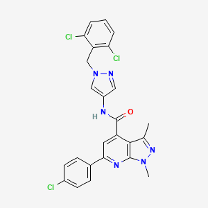 molecular formula C25H19Cl3N6O B10904426 6-(4-chlorophenyl)-N-[1-(2,6-dichlorobenzyl)-1H-pyrazol-4-yl]-1,3-dimethyl-1H-pyrazolo[3,4-b]pyridine-4-carboxamide 