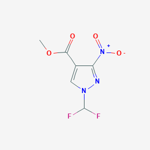 molecular formula C6H5F2N3O4 B10904478 methyl 1-(difluoromethyl)-3-nitro-1H-pyrazole-4-carboxylate 