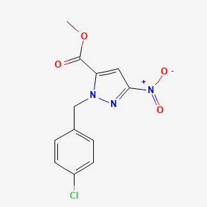 molecular formula C12H10ClN3O4 B10904490 Methyl 1-(4-chlorobenzyl)-3-nitro-1H-pyrazole-5-carboxylate 