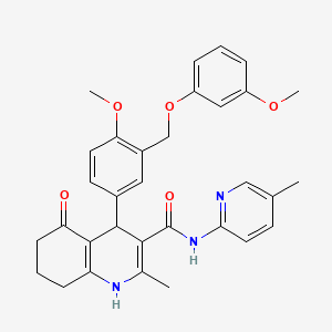 molecular formula C32H33N3O5 B10904535 4-{4-methoxy-3-[(3-methoxyphenoxy)methyl]phenyl}-2-methyl-N-(5-methylpyridin-2-yl)-5-oxo-1,4,5,6,7,8-hexahydroquinoline-3-carboxamide 