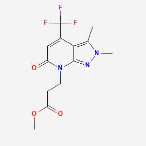 molecular formula C13H14F3N3O3 B10904556 Methyl 3-(2,3-dimethyl-6-oxo-4-(trifluoromethyl)-2H-pyrazolo[3,4-b]pyridin-7(6H)-yl)propanoate 