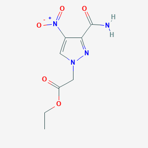 molecular formula C8H10N4O5 B10904579 ethyl (3-carbamoyl-4-nitro-1H-pyrazol-1-yl)acetate 