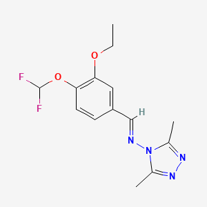 molecular formula C14H16F2N4O2 B10904599 N-{(E)-[4-(difluoromethoxy)-3-ethoxyphenyl]methylidene}-3,5-dimethyl-4H-1,2,4-triazol-4-amine 