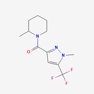 molecular formula C12H16F3N3O B10904637 (2-methylpiperidin-1-yl)[1-methyl-5-(trifluoromethyl)-1H-pyrazol-3-yl]methanone 