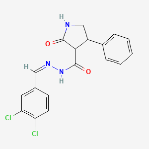 molecular formula C18H15Cl2N3O2 B10904715 N'-[(Z)-(3,4-dichlorophenyl)methylidene]-2-oxo-4-phenylpyrrolidine-3-carbohydrazide 