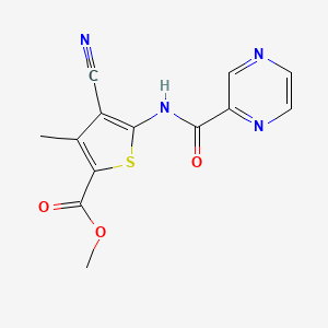 molecular formula C13H10N4O3S B10904725 Methyl 4-cyano-3-methyl-5-[(pyrazin-2-ylcarbonyl)amino]thiophene-2-carboxylate 