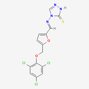 molecular formula C14H9Cl3N4O2S B10904745 4-{[(E)-{5-[(2,4,6-trichlorophenoxy)methyl]furan-2-yl}methylidene]amino}-4H-1,2,4-triazole-3-thiol 