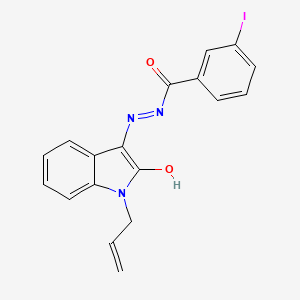 molecular formula C18H14IN3O2 B10904782 3-iodo-N'-[(3E)-2-oxo-1-(prop-2-en-1-yl)-1,2-dihydro-3H-indol-3-ylidene]benzohydrazide 