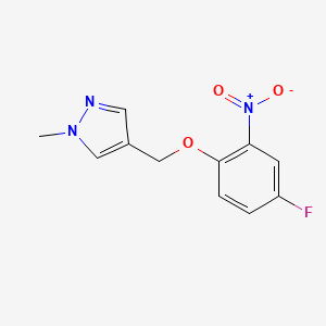 molecular formula C11H10FN3O3 B10904789 4-[(4-fluoro-2-nitrophenoxy)methyl]-1-methyl-1H-pyrazole 