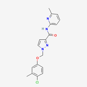 molecular formula C18H17ClN4O2 B10904796 1-[(4-chloro-3-methylphenoxy)methyl]-N-(6-methylpyridin-2-yl)-1H-pyrazole-3-carboxamide 