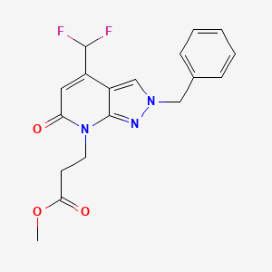molecular formula C18H17F2N3O3 B10904834 Methyl 3-(2-benzyl-4-(difluoromethyl)-6-oxo-2H-pyrazolo[3,4-b]pyridin-7(6H)-yl)propanoate 