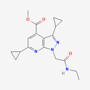molecular formula C18H22N4O3 B10904839 Methyl 3,6-dicyclopropyl-1-(2-(ethylamino)-2-oxoethyl)-1H-pyrazolo[3,4-b]pyridine-4-carboxylate 