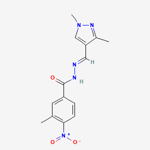 molecular formula C14H15N5O3 B10904871 N'-[(E)-(1,3-dimethyl-1H-pyrazol-4-yl)methylidene]-3-methyl-4-nitrobenzohydrazide 
