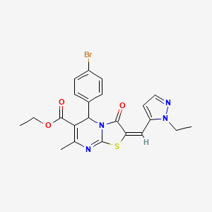 molecular formula C22H21BrN4O3S B10904896 ethyl (2E)-5-(4-bromophenyl)-2-[(1-ethyl-1H-pyrazol-5-yl)methylidene]-7-methyl-3-oxo-2,3-dihydro-5H-[1,3]thiazolo[3,2-a]pyrimidine-6-carboxylate 