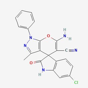 molecular formula C21H14ClN5O2 B10904933 6'-amino-6-chloro-3'-methyl-2-oxo-1'-phenyl-1,2-dihydro-1'H-spiro[indole-3,4'-pyrano[2,3-c]pyrazole]-5'-carbonitrile 