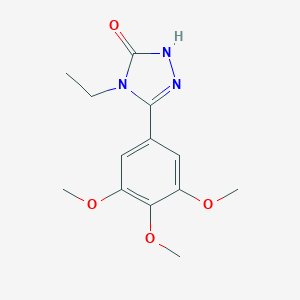 molecular formula C13H17N3O4 B010905 3H-1,2,4-Triazol-3-one, 2,4-dihydro-4-ethyl-5-(3,4,5-trimethoxyphenyl)- CAS No. 108132-90-7
