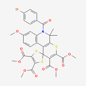 molecular formula C32H28BrNO10S3 B10905018 Tetramethyl 6'-[(4-bromophenyl)carbonyl]-8'-methoxy-5',5'-dimethyl-5',6'-dihydrospiro[1,3-dithiole-2,1'-thiopyrano[2,3-c]quinoline]-2',3',4,5-tetracarboxylate 