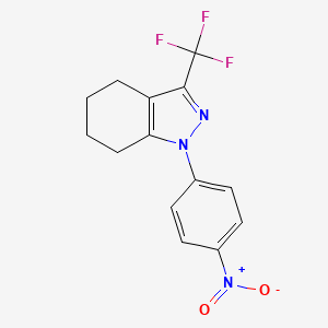 molecular formula C14H12F3N3O2 B10905024 1-(4-nitrophenyl)-3-(trifluoromethyl)-4,5,6,7-tetrahydro-1H-indazole CAS No. 353457-70-2
