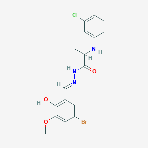 molecular formula C17H17BrClN3O3 B10905077 N'~1~-[(E)-1-(5-Bromo-2-hydroxy-3-methoxyphenyl)methylidene]-2-(3-chloroanilino)propanohydrazide 