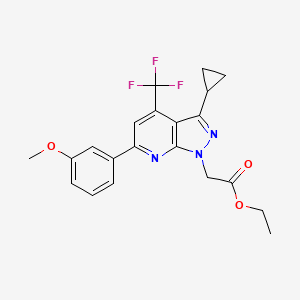 molecular formula C21H20F3N3O3 B10905085 Ethyl 2-(3-cyclopropyl-6-(3-methoxyphenyl)-4-(trifluoromethyl)-1H-pyrazolo[3,4-b]pyridin-1-yl)acetate 