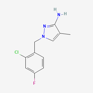 molecular formula C11H11ClFN3 B10905095 1-(2-Chloro-4-fluorobenzyl)-4-methyl-1H-pyrazol-3-amine 