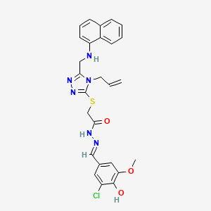 molecular formula C26H25ClN6O3S B10905123 N'-[(E)-(3-chloro-4-hydroxy-5-methoxyphenyl)methylidene]-2-({5-[(naphthalen-1-ylamino)methyl]-4-(prop-2-en-1-yl)-4H-1,2,4-triazol-3-yl}sulfanyl)acetohydrazide 