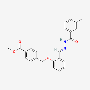 molecular formula C24H22N2O4 B10905268 methyl 4-({2-[(E)-{2-[(3-methylphenyl)carbonyl]hydrazinylidene}methyl]phenoxy}methyl)benzoate 