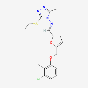 molecular formula C18H19ClN4O2S B10905405 N-[(E)-{5-[(3-chloro-2-methylphenoxy)methyl]furan-2-yl}methylidene]-3-(ethylsulfanyl)-5-methyl-4H-1,2,4-triazol-4-amine 