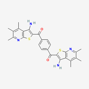 molecular formula C28H26N4O2S2 B10905409 Benzene-1,4-diylbis[(3-amino-4,5,6-trimethylthieno[2,3-b]pyridin-2-yl)methanone] 