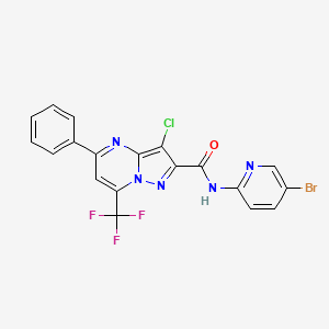 molecular formula C19H10BrClF3N5O B10905424 N-(5-bromopyridin-2-yl)-3-chloro-5-phenyl-7-(trifluoromethyl)pyrazolo[1,5-a]pyrimidine-2-carboxamide 