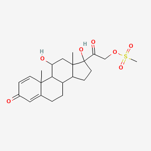 molecular formula C22H30O7S B10905433 2-(11,17-Dihydroxy-10,13-dimethyl-3-oxo-6,7,8,9,10,11,12,13,14,15,16,17-dodecahydro-3H-cyclopenta[A]phenanthren-17-YL)-2-oxoethyl methanesulfonate 
