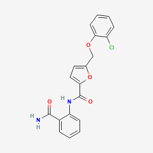 molecular formula C19H15ClN2O4 B10905456 N-(2-carbamoylphenyl)-5-[(2-chlorophenoxy)methyl]furan-2-carboxamide 