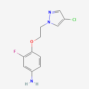 molecular formula C11H11ClFN3O B10905529 4-[2-(4-chloro-1H-pyrazol-1-yl)ethoxy]-3-fluoroaniline 