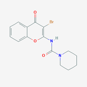 molecular formula C15H15BrN2O3 B10905593 N-(3-bromo-4-oxo-4H-chromen-2-yl)piperidine-1-carboxamide 