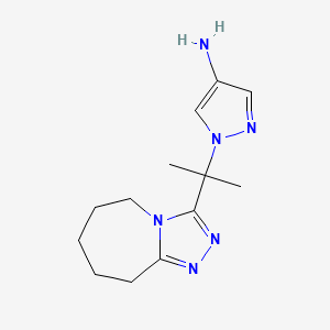 molecular formula C13H20N6 B10905605 1-[1-methyl-1-(6,7,8,9-tetrahydro-5H-[1,2,4]triazolo[4,3-a]azepin-3-yl)ethyl]-1H-pyrazol-4-amine 
