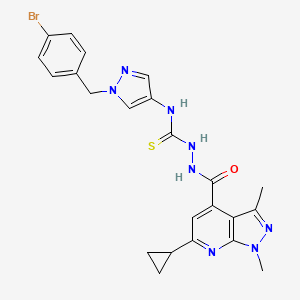 molecular formula C23H23BrN8OS B10905733 N-[1-(4-bromobenzyl)-1H-pyrazol-4-yl]-2-[(6-cyclopropyl-1,3-dimethyl-1H-pyrazolo[3,4-b]pyridin-4-yl)carbonyl]hydrazinecarbothioamide 