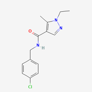 molecular formula C14H16ClN3O B10905752 N-(4-chlorobenzyl)-1-ethyl-5-methyl-1H-pyrazole-4-carboxamide 