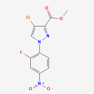 molecular formula C11H7BrFN3O4 B10905771 Methyl 4-bromo-1-(2-fluoro-4-nitrophenyl)-1H-pyrazole-3-carboxylate 