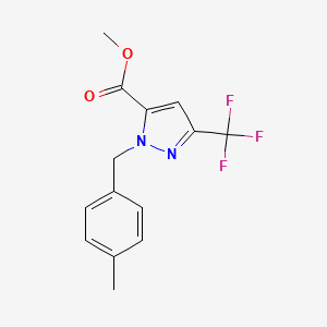 molecular formula C14H13F3N2O2 B10905773 Methyl 1-(4-methylbenzyl)-3-(trifluoromethyl)-1H-pyrazole-5-carboxylate 