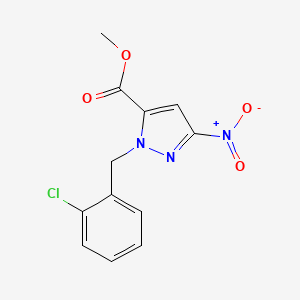 molecular formula C12H10ClN3O4 B10905782 Methyl 1-(2-chlorobenzyl)-3-nitro-1H-pyrazole-5-carboxylate 