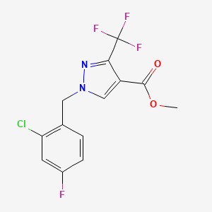 molecular formula C13H9ClF4N2O2 B10905843 Methyl 1-(2-chloro-4-fluorobenzyl)-3-(trifluoromethyl)-1H-pyrazole-4-carboxylate 